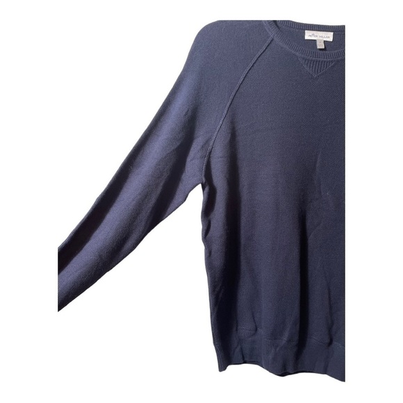 𝅺PETER MILLAR CROWN MEN'S COTTON MERINO CREW SWEATER in navy blue - Picture 5 of 11